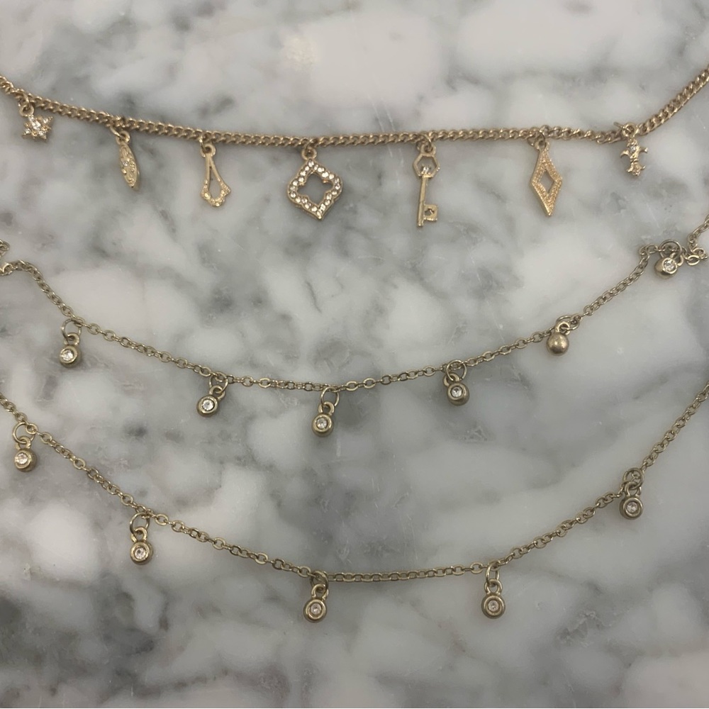White House Black Market Three Tier Charm Necklace